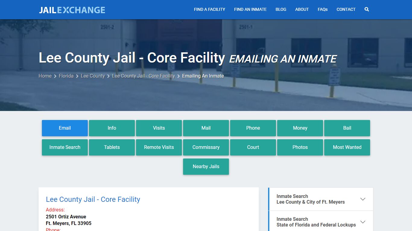 Inmate Text, Email - Lee County Jail - Core Facility, FL